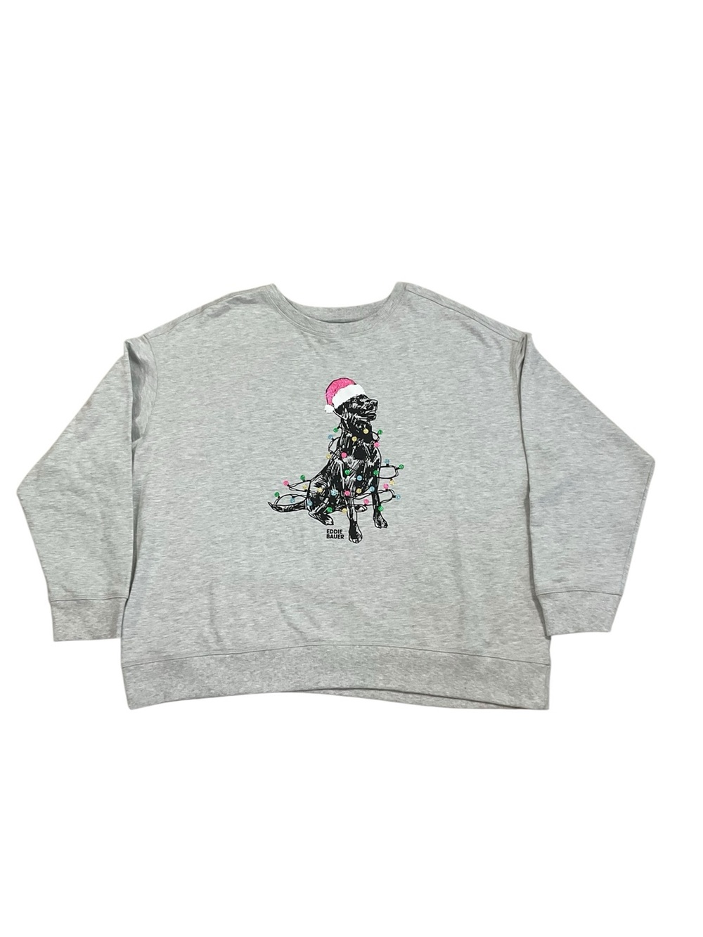 Eddie Bauer Christmas Dog Holiday Graphic Sweatshirt Gray 2XL